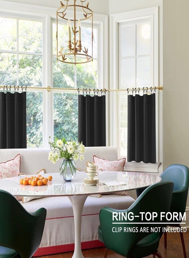 PANELSBURG 30 Inch Length Tier Curtains for Kitchen Winow,Blackout Cafe Short Curtain for Small Bathroom,Set 2 Panels,Black - Image 4
